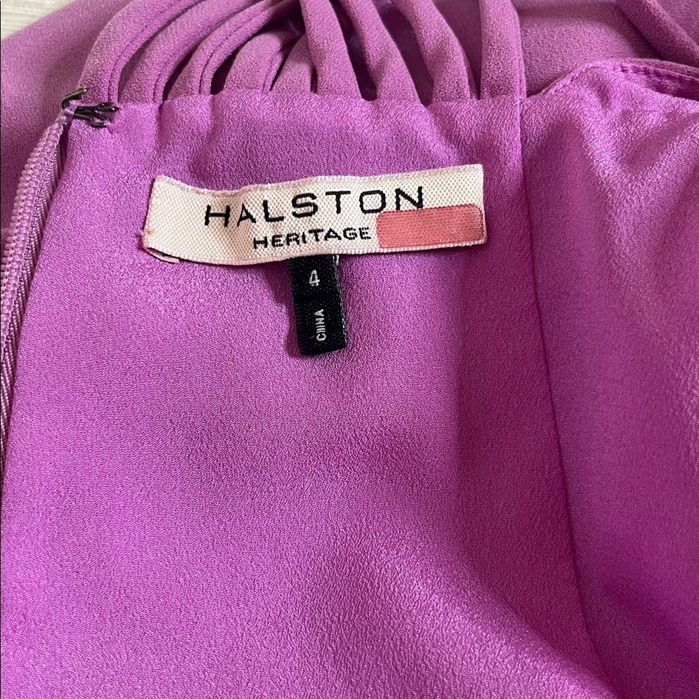Halston Dress - Women’s 4 Purple - Designer Halter Knee Length - Picture 7 of 10